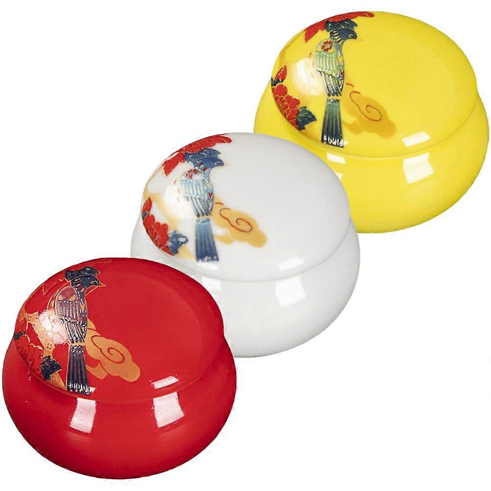 Assorted Color Ceramic Small Tea Can Containers for Storage 3Pcs Makeup Jars