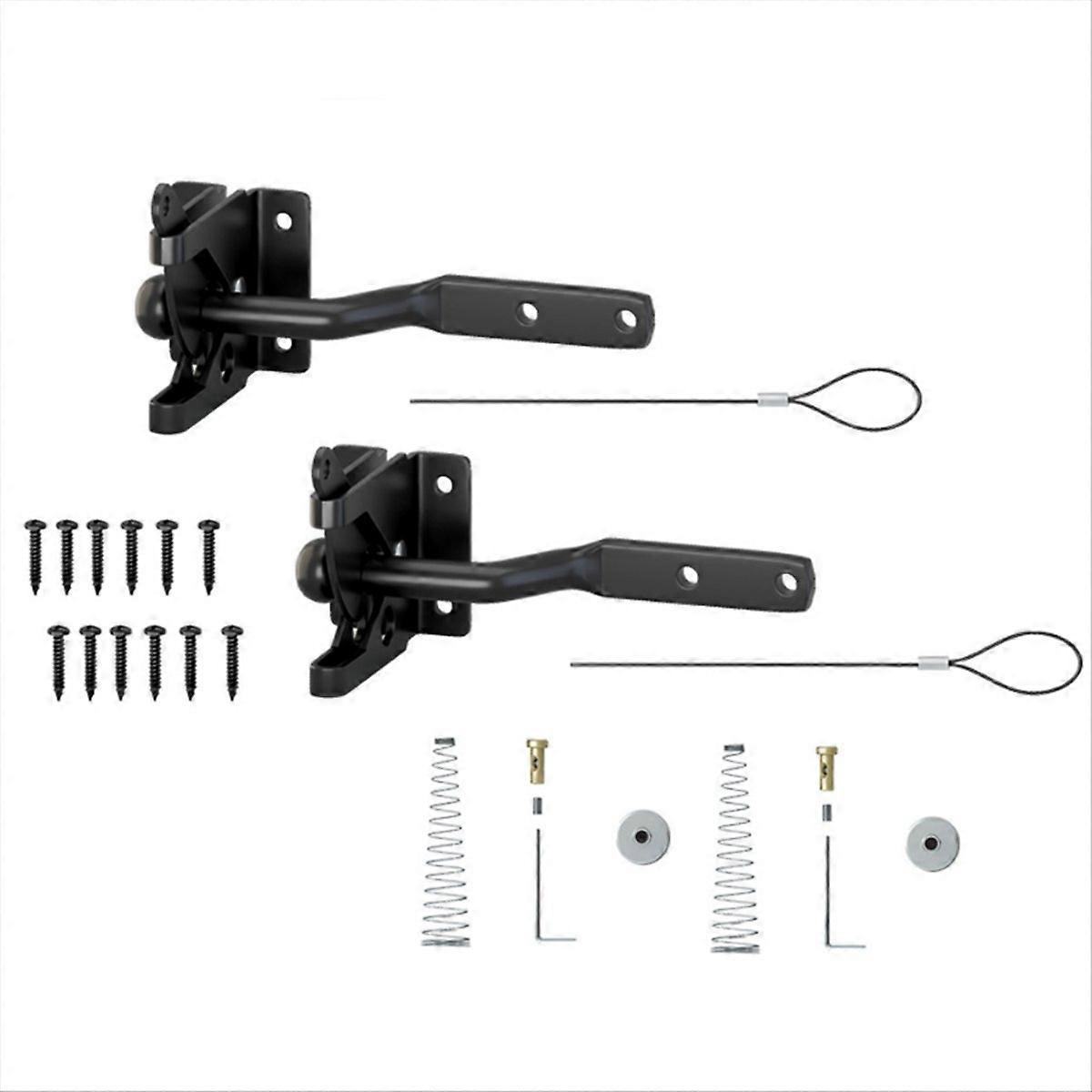 2 Pack Self Locking Gate Latch with Steel Spring Cable Pull String
