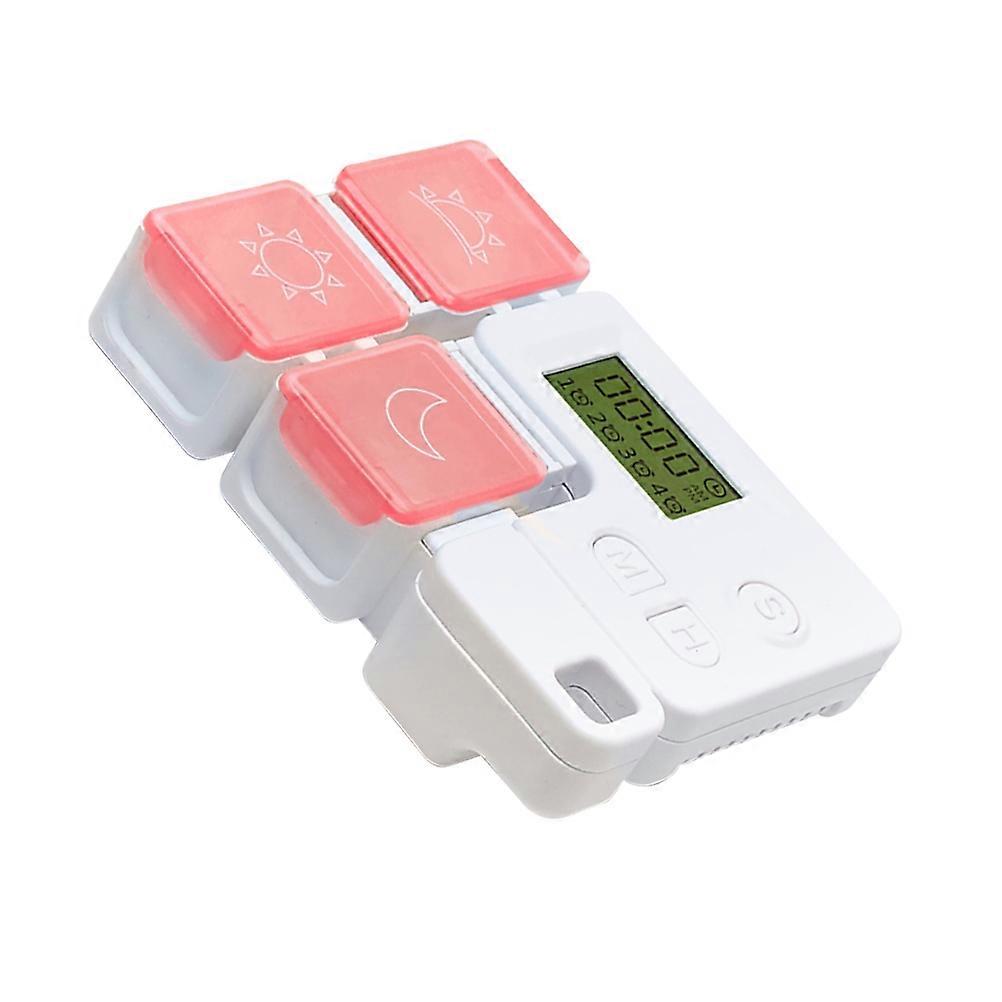 Smart Medicine Storage Case with Timed Reminder 1Pcs 3 Compartments Red