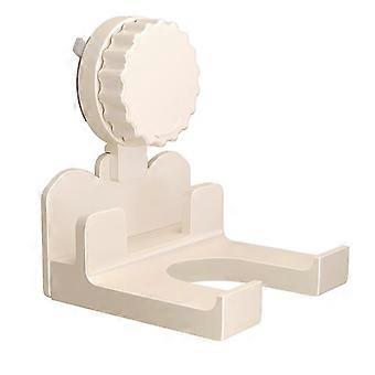 Witte, aan de muur te bevestigen föhnhouder met zuignappen, ruimtebesparende houder voor de badkamer, 12x10,5x15 cm