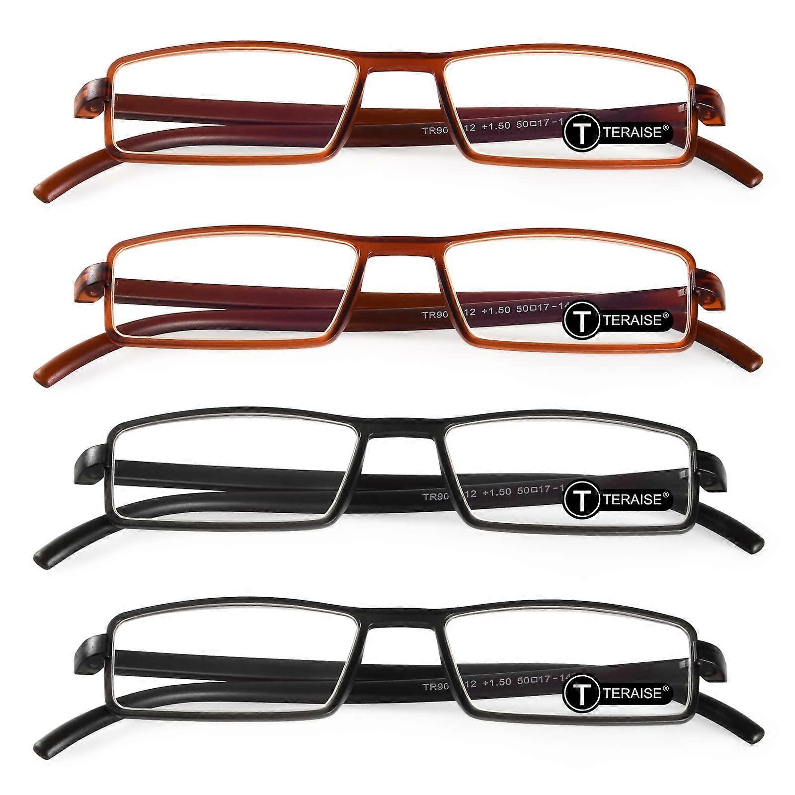 Blue Light Blocking Reading Glasses 4 Pack Lightweight Square Frame Spring Hinge for Women and Men