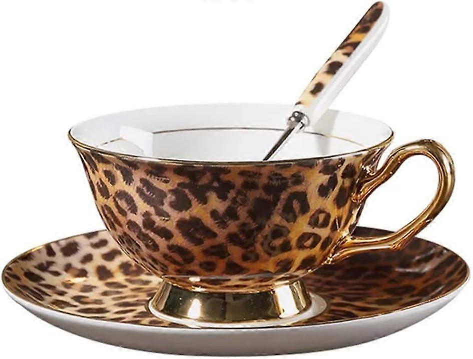 Ceramic Tea Coffee Cup for Home Kitchen Wedding (Leopard Pattern)