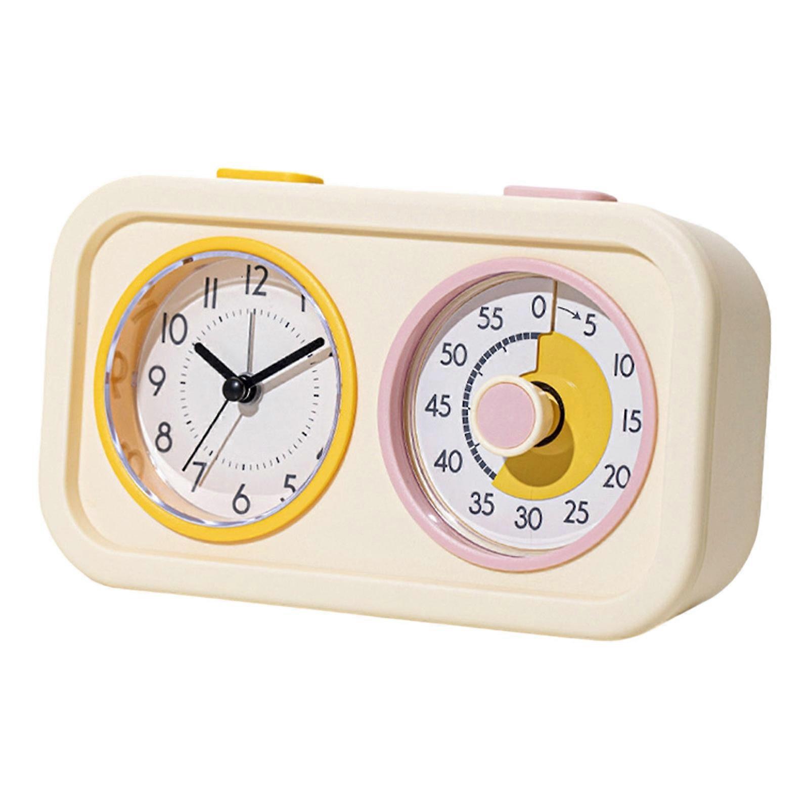 Double Screen Display Visual Timer With Alarm Clock Precise Countdowns For Cooking Baking And Study Battery Operated  Yellow