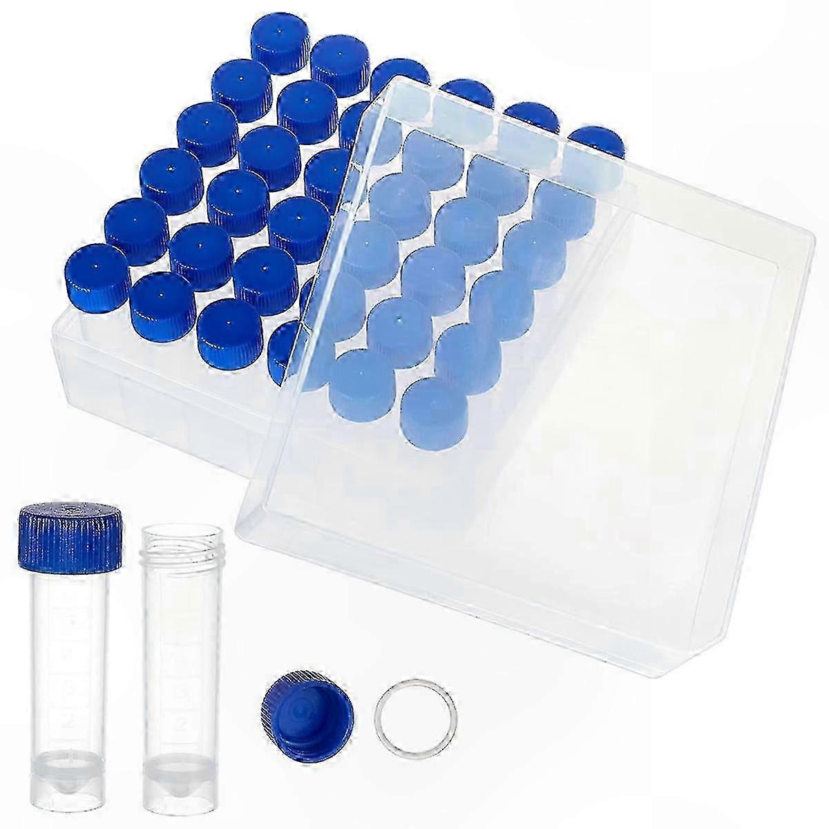 5ml Plastic Vials with Screw Caps, 36pc Small Sample Tubes in Storage Box
