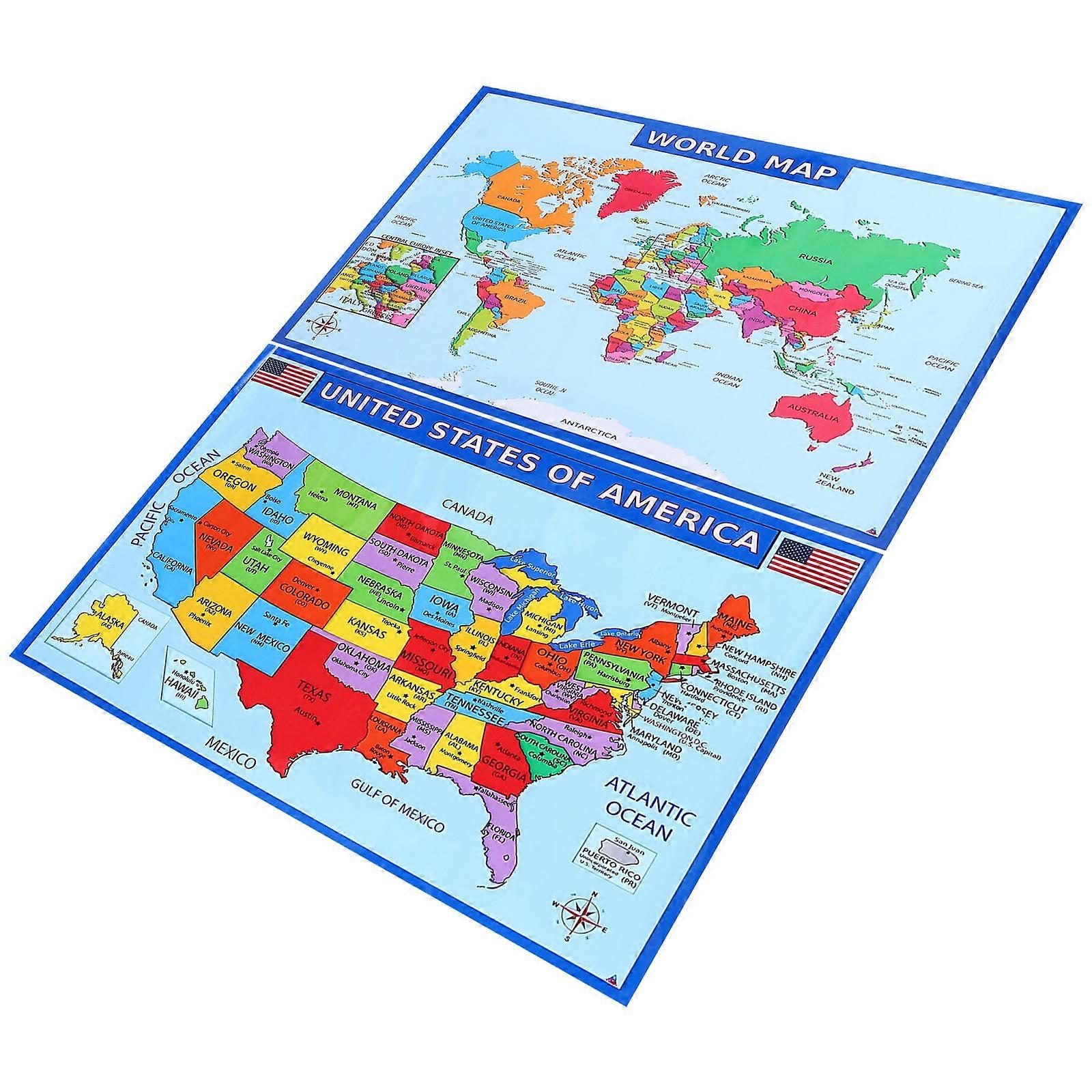 Map of World Geography Map Learning Poster for Classroom 1Set