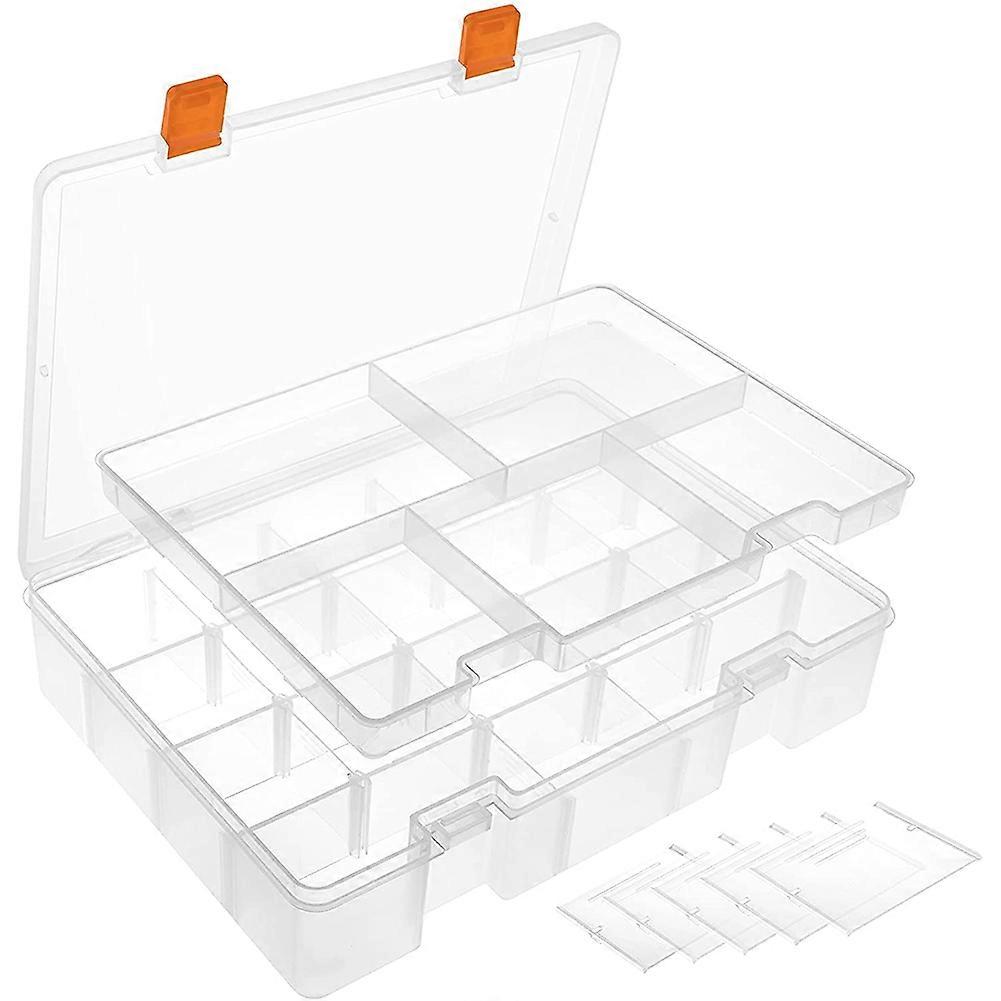 2-Layer Plastic Storage Box with Adjustable Partitions,23 Grid Storage Boxes,for Office Supplies, B