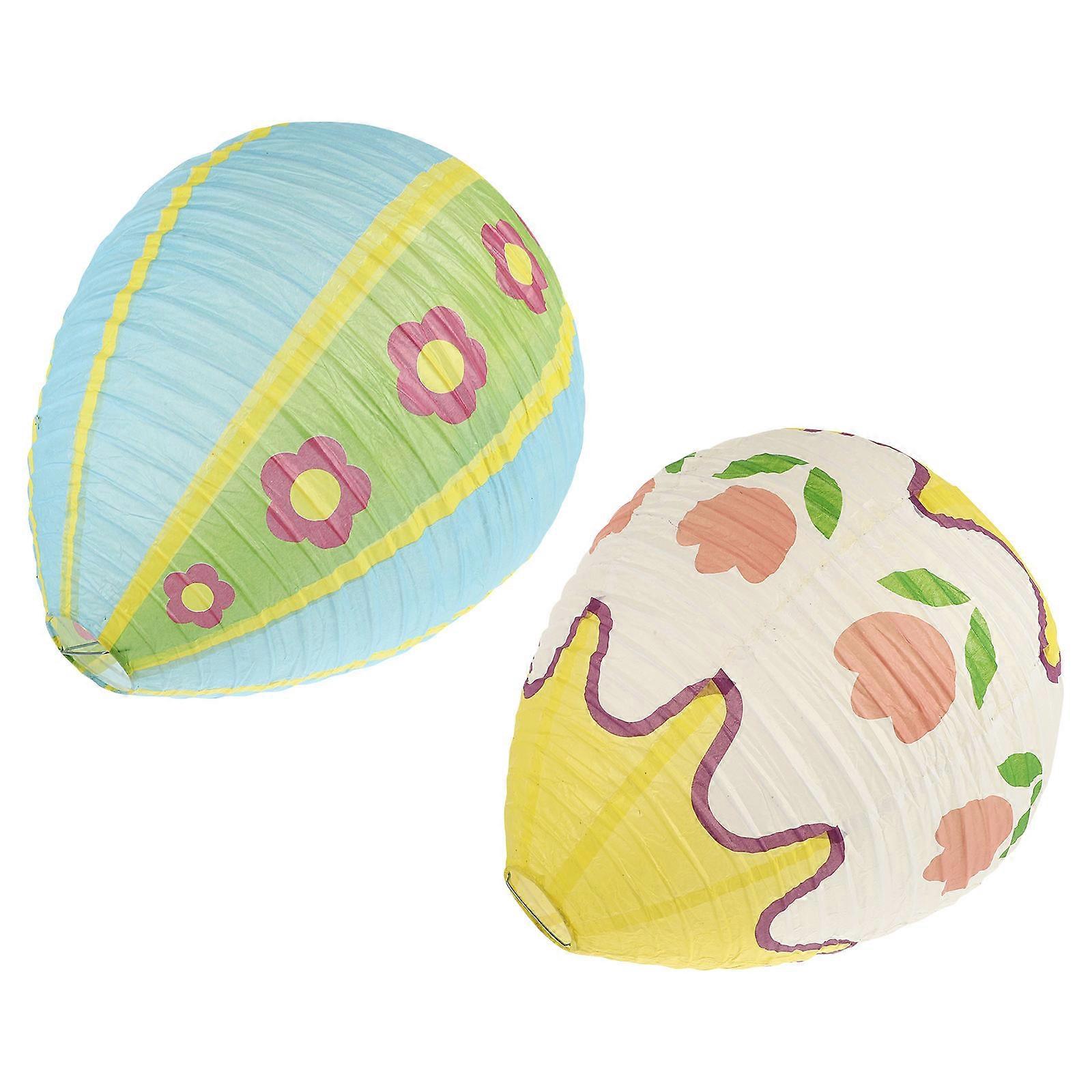 Easter Egg Lanterns Paper Lantern for Decor 2Pcs Foldable Hanging Lanterns