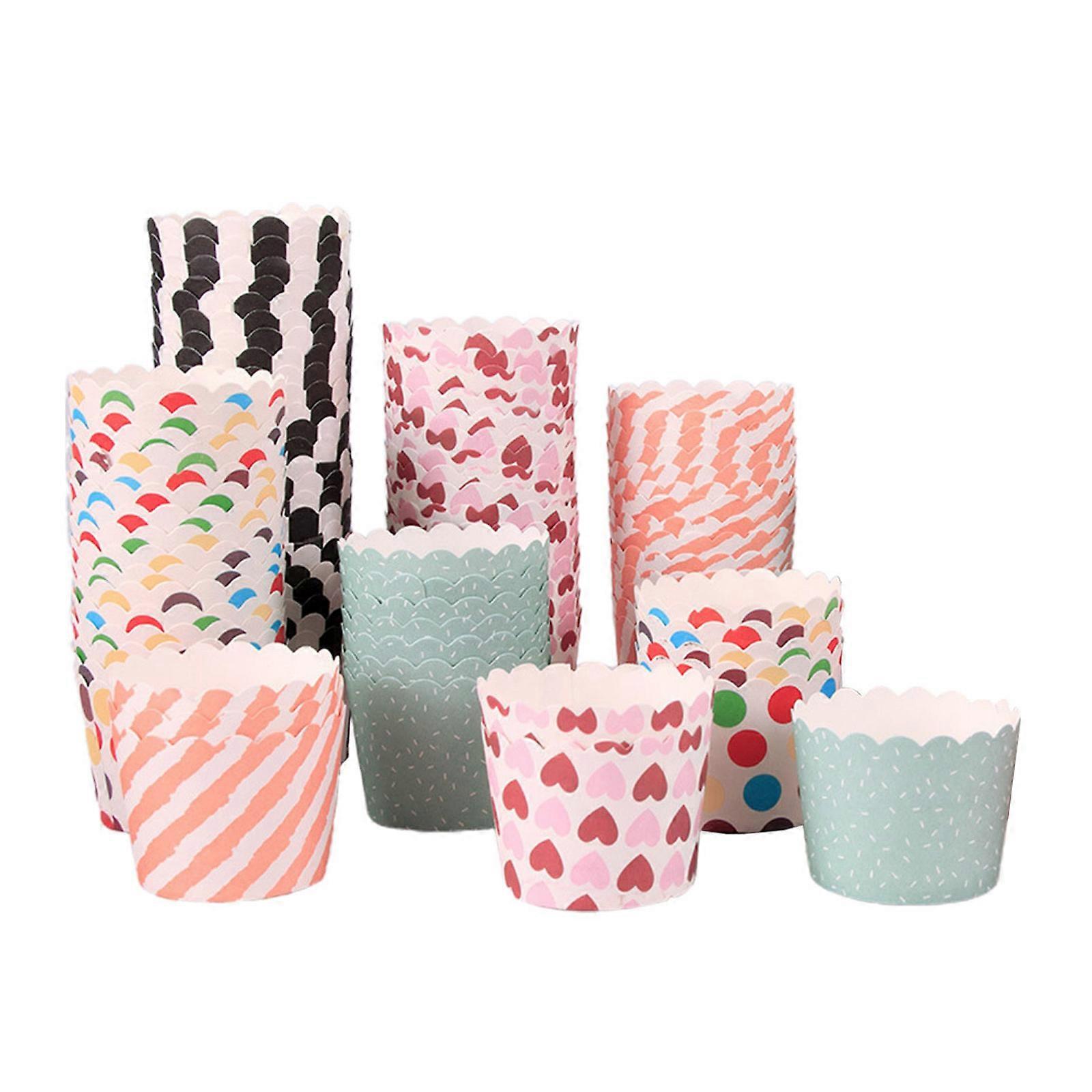 Cupcake Wrapper Paper Cake Cup for Baking 100Pcs Multi Pattern Holders