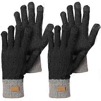 Thermohandschuhe, warme Winterhandschuhe mit Touchscreen-Funktion, 2 Paar, Schwarz