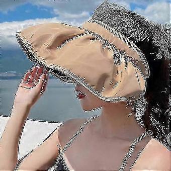 Summer Shell Sunshade Hat Uv Protection Dual Use Hair Hoop Sun Hat For Women Outdoor Beach Soft Foldable Wide Brim Bucket Caps