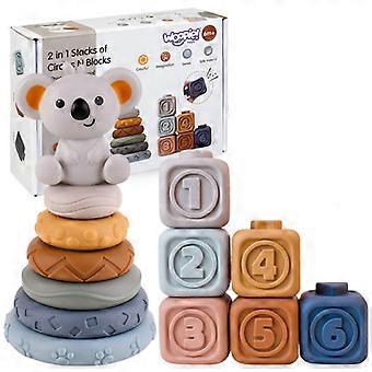 WOOPIE BABY Sensoriska Klossar av Mjukt Gummi 3 i 1 Teddy Bear Set