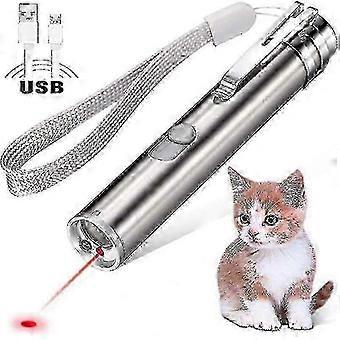 USB Rechargeable Laser Pointer Toy with LED Flashlight for Cat Training -db