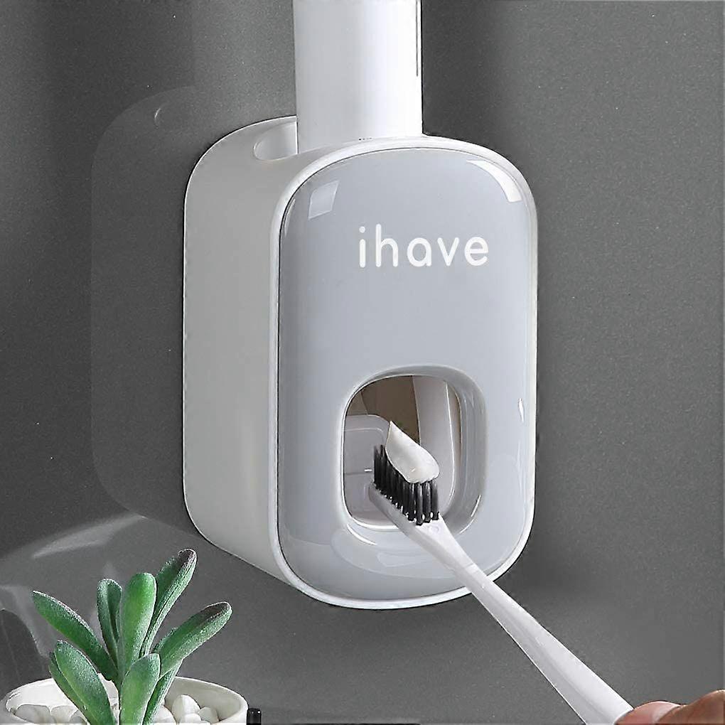 Toothpaste Dispenser Wall Mount for Bathroom Automatic Toothpaste Squeezer (Grey)