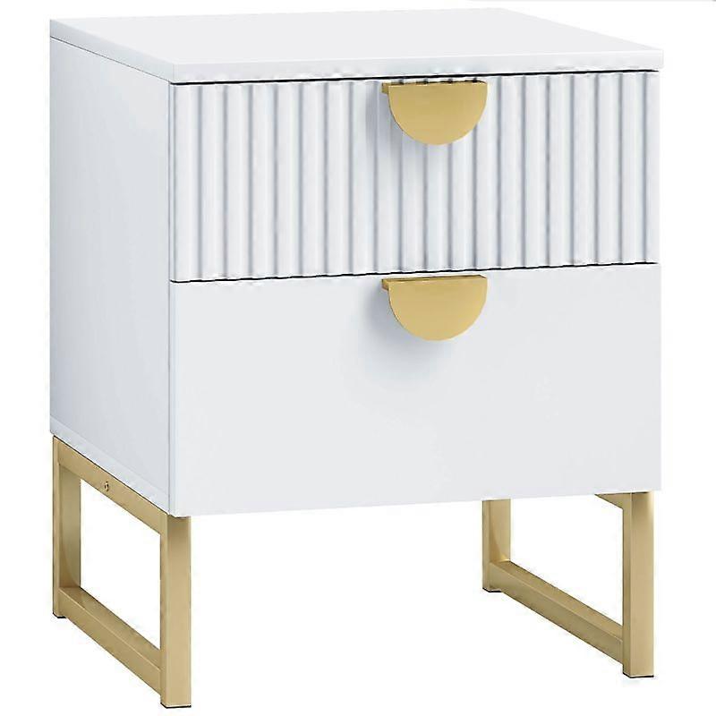 Elegant Two-Drawer Bedside Table - White