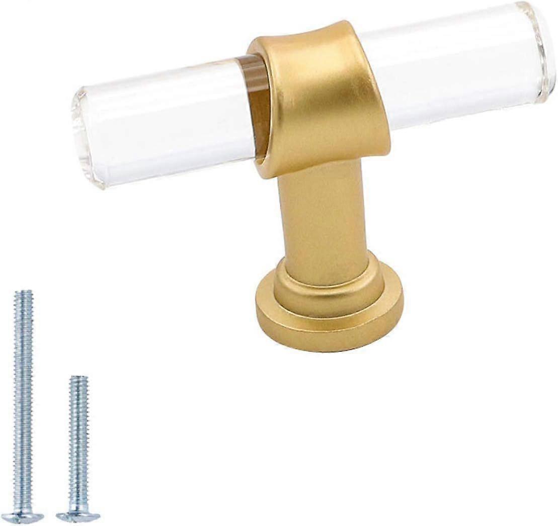 10 Pack Brushed Brass Cabinet Knobs Acrylic Drawer Knobs - LS9165GD Acrylic Knobs for Kitchen Cabinets Dresser Cupboard Hardware Pulls Handles