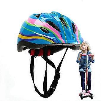 Fietshelmen voor kinderen van 5-10 jaar, verstelbare regenboogblauwe skateboardhelmen, ademend en lichtgewicht ontwerp