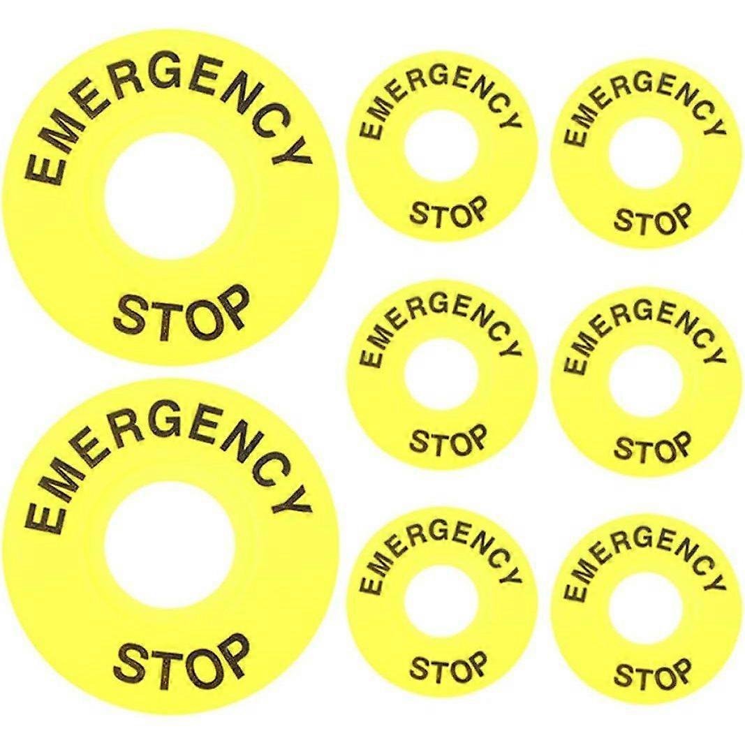Stop Button High Visibility Warning Sticker 8pcs Yellow for Pvc Push Button
