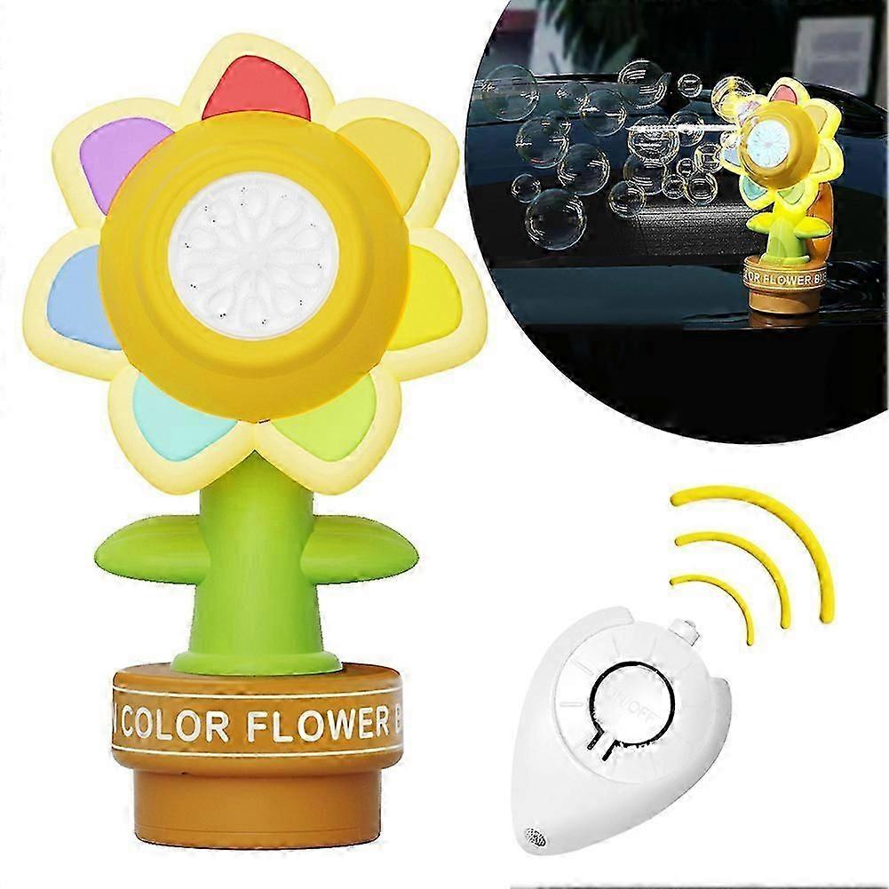 Sunflower Bubble Machine, Dancing Sunflower Bubble Machine for Car, Remote Control Bubble Maker Machine with Colorful Lights