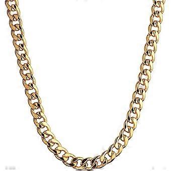 Collier plaqué or 18 carats, bijoux pour hommes 10MM de large Hip Hop Turner chaîne collier, acier inoxydable 19