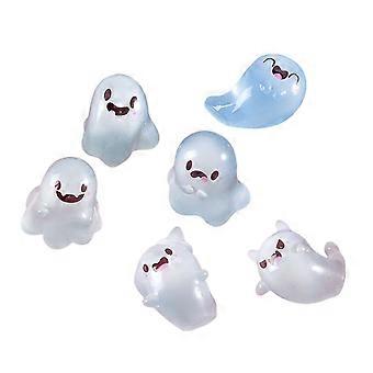 6 Pz Luminoso Mini Resina Fantasma Figurine Incandescente Ornamenti di Halloween Piccolo Fantasma Micro Statua In Miniatura per Casa All'aperto Paesaggio Festa Qinghai