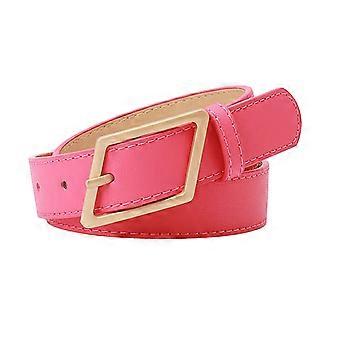 Women Belt with Geometric Parallelogram Buckle Multi Holes Adjustable Length Faux Leather Waistband Outfit Accessories