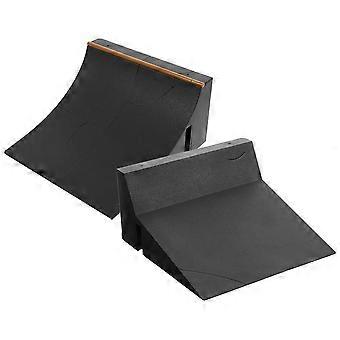 Sliding Skateboard Ramp Fingerboard Ramp for Kids Playing 2Pcs Black Plastic