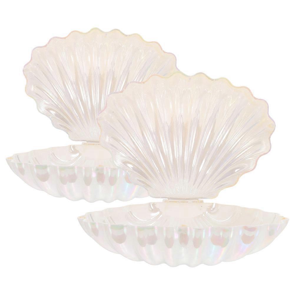 Seashell Candy Box Versatile Shell Container for Storage 2Pcs White