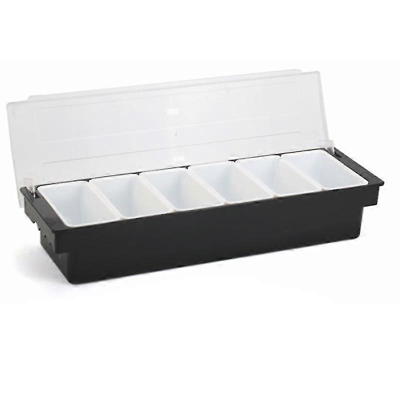 6 Compartment Plastic Condiment Dispenser Black