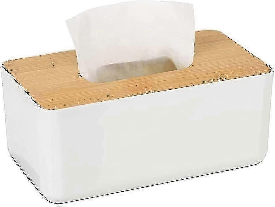 Rectangular Tissue Box, Bamboo Tissue Box, Makeup Wipe Box, Simple Tissue Box compatible with Kitchen, Living Ro
