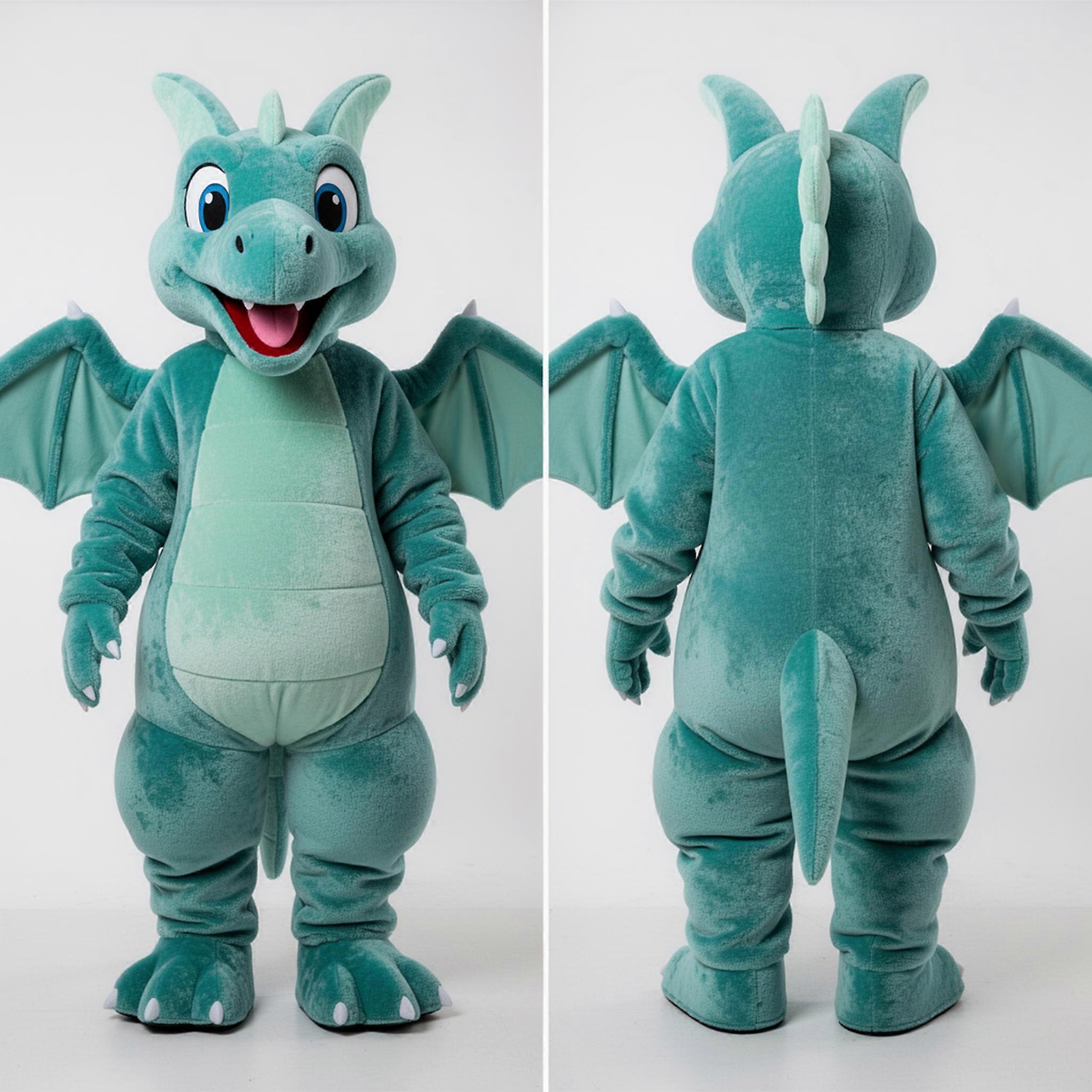 MASTICOT Teal Rounded Pterodactyl Mascot