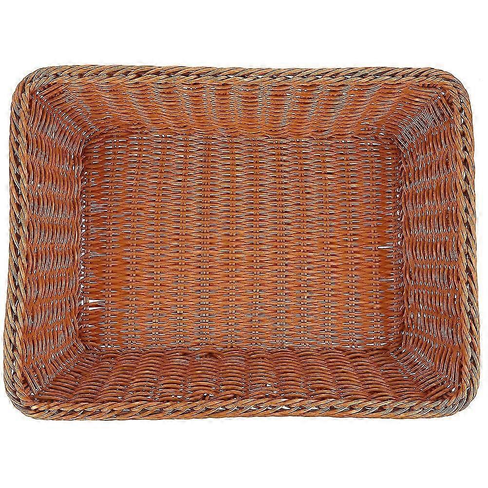 Woven Fruit Basket Rectangle Basket Tray for Serving Brown Kitchen