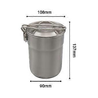 Camping Cup Stainless Steel Coffee Mug Portable Cooking Pot 1L with Lid Folding Handle for Camping Picnic Hiking Backpacking
