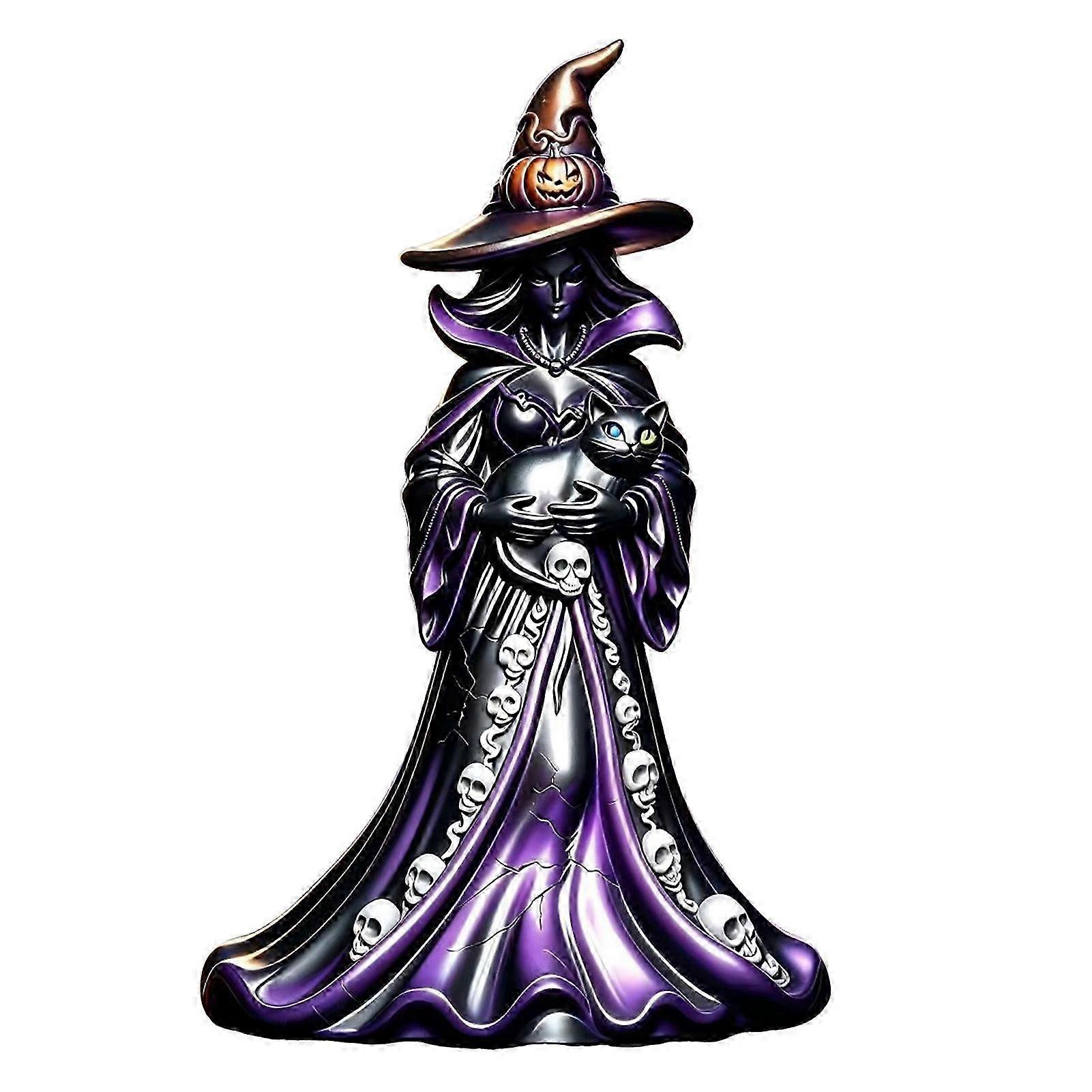 Halloween Witch Figurine - Gothic Skull Pattern - compatible with Shelf & Mantel