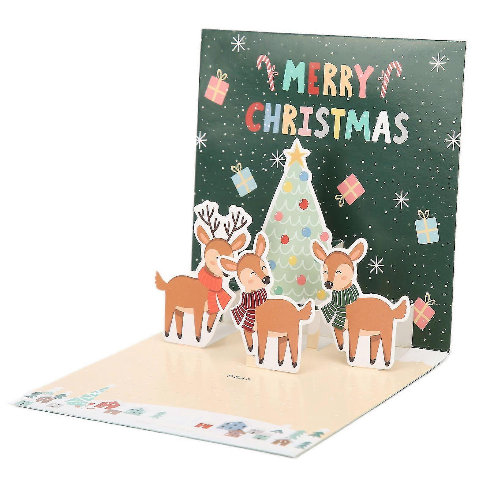 3D Christmas Paper Card With Envelope