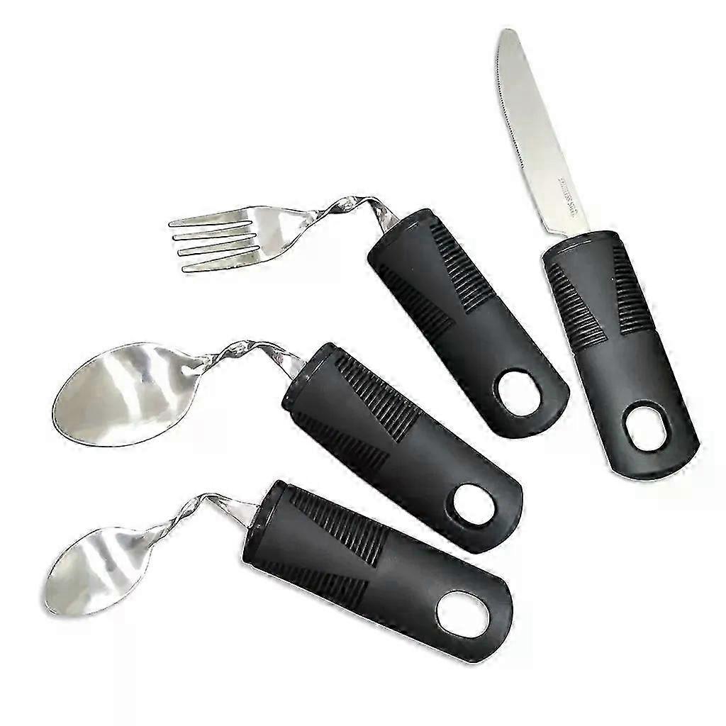 Thick-Handle Adaptive Cutlery Set Black