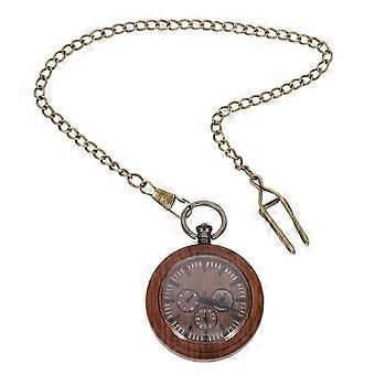 Wooden Pocket Watch Decorative Retro Hanging Watch with Chain for Outdoor Use
