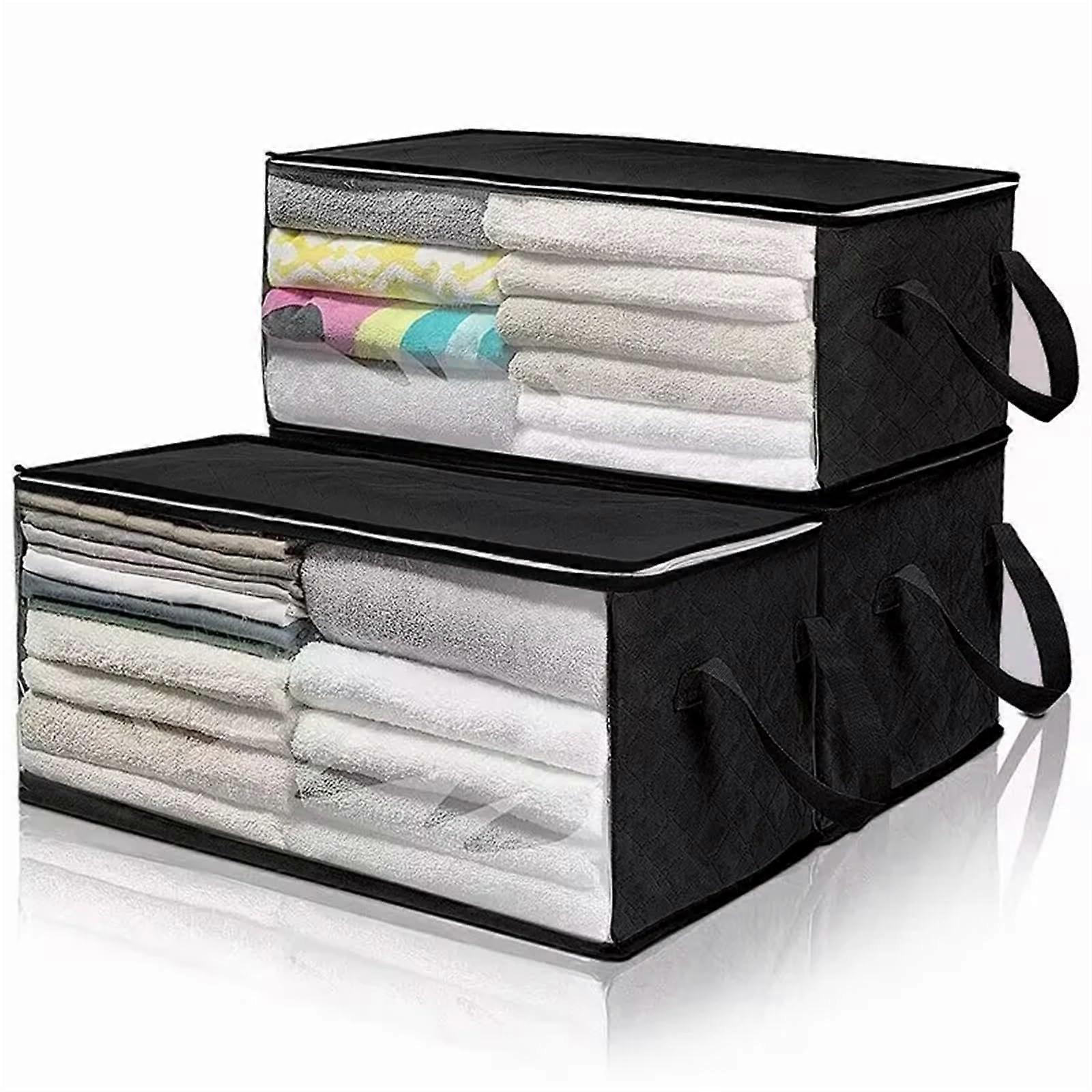 Large Capacity Clothes Storage Bag with Zipper, Foldable Dustproof Blanket Organizer with Clear Window
