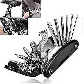 Repair Tools Kit Bicycle MTB Tool 16 in 1 Multifunction Hand Tool Bike Repair Pocket Black PD