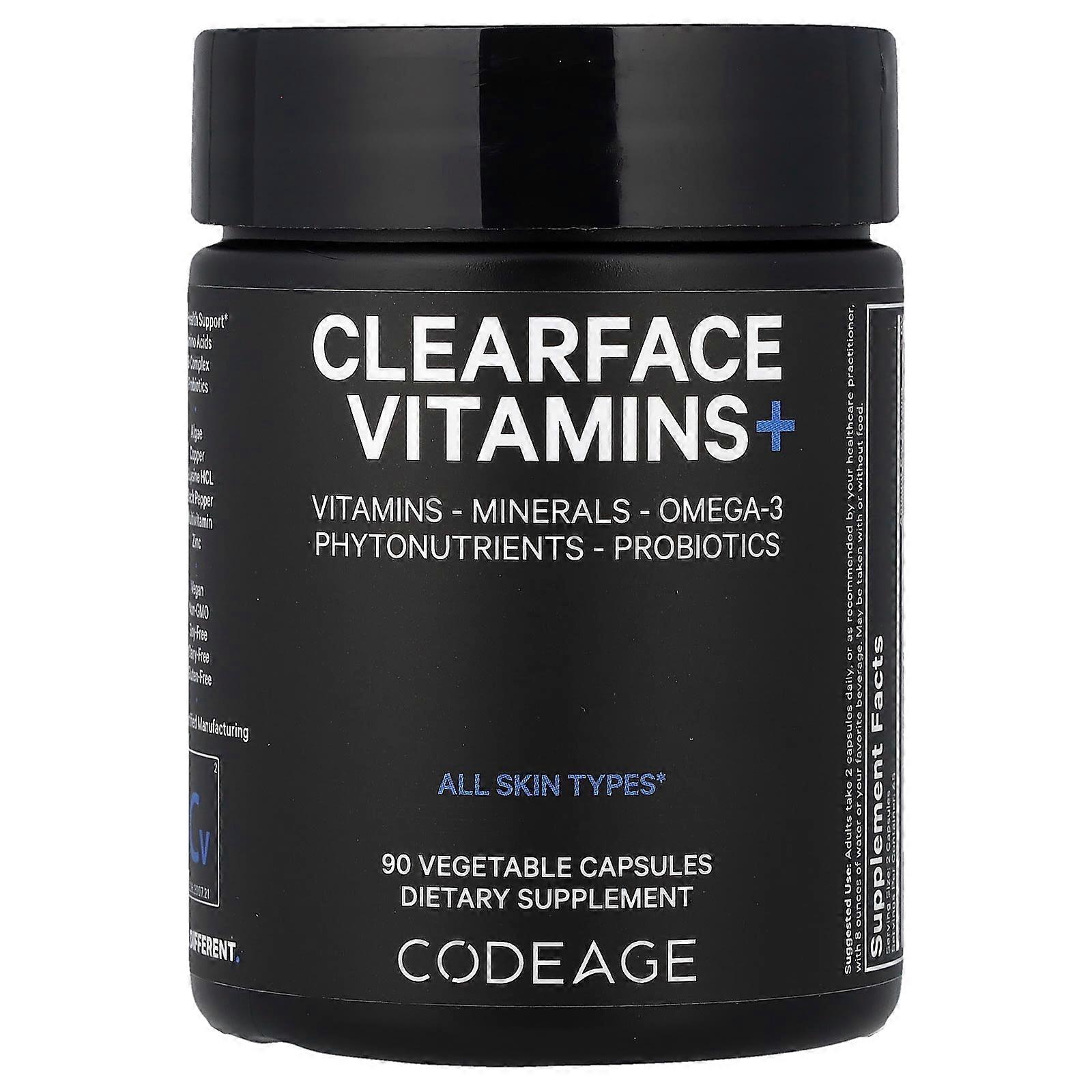Codeage, Clearface Vitamins+, 90 Vegetable Capsules