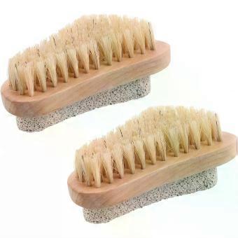 2pcs Foot Shaped Pumice Exfoliator Brush with Wooden Handle and Bristle for Dead Skin Removal and Foot Care Provides Massage Effects for Pedicure Use