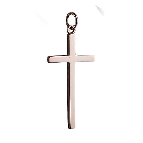 9ct Rose Gold 34x18mm plain solid block Cross