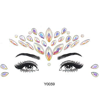 Veeki 1PCS  Luminous Face Jewels Crystal Glitter Stickers , Makeup Green Halloween Rainbow Tears Glow In Dark Rave Accessories