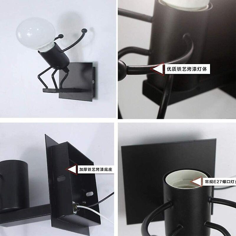 Robot Wall Lamp,Creative Little Iron Man Wall Light,Retro Cartoon Wall