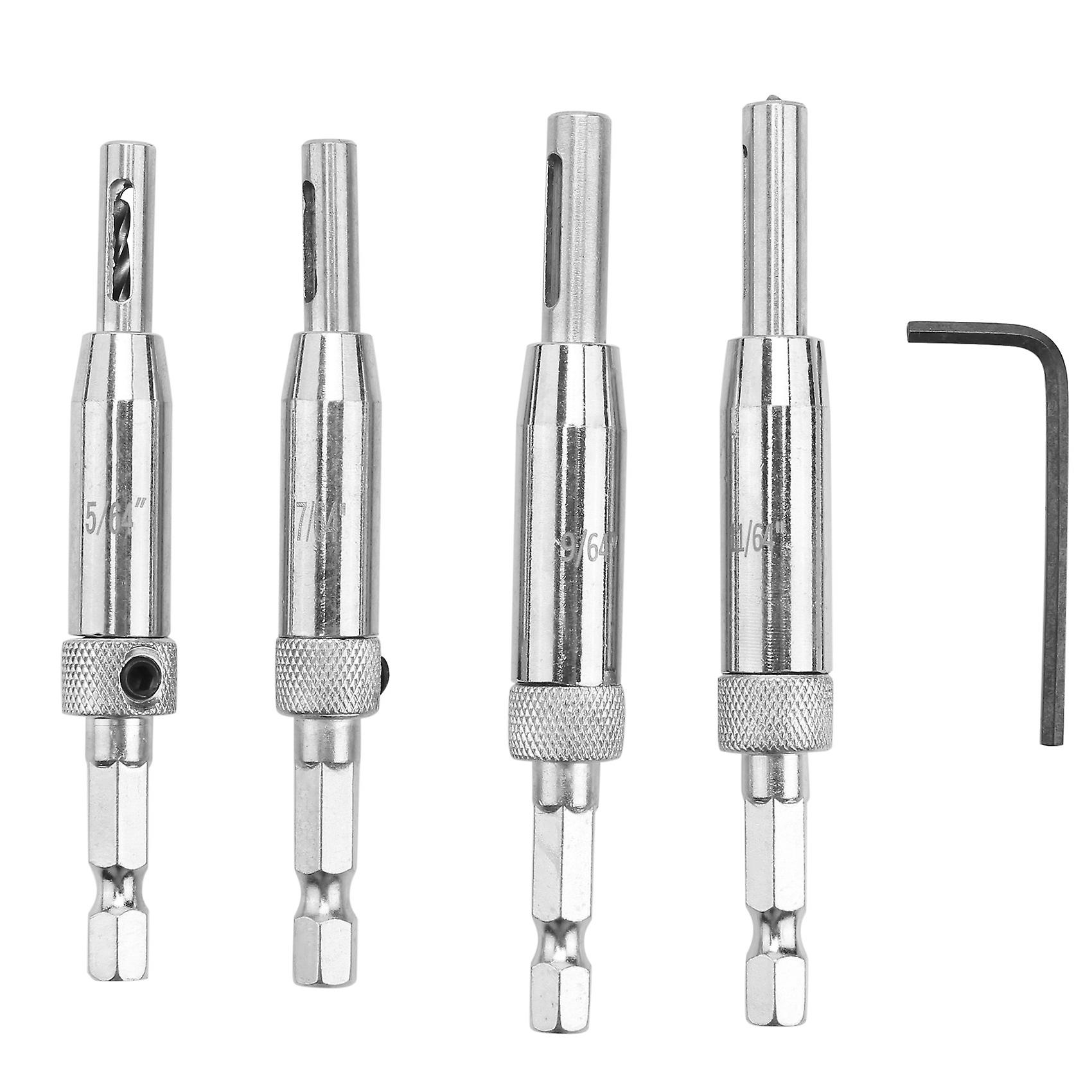 Center Drill Bit Set 5 PCS Centering Hinge Core Drill Bit Set for Woodworking, Door Window Drill Bi