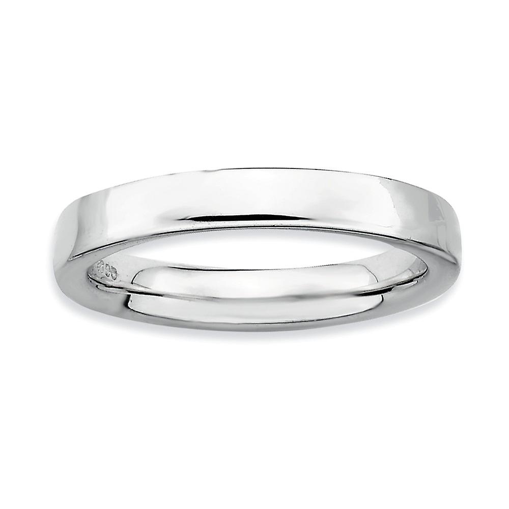 925 Sterling Silver Polished Stackable Rhodium Ring-Stackable-Ring for Women - Ring Size: 5 to 10