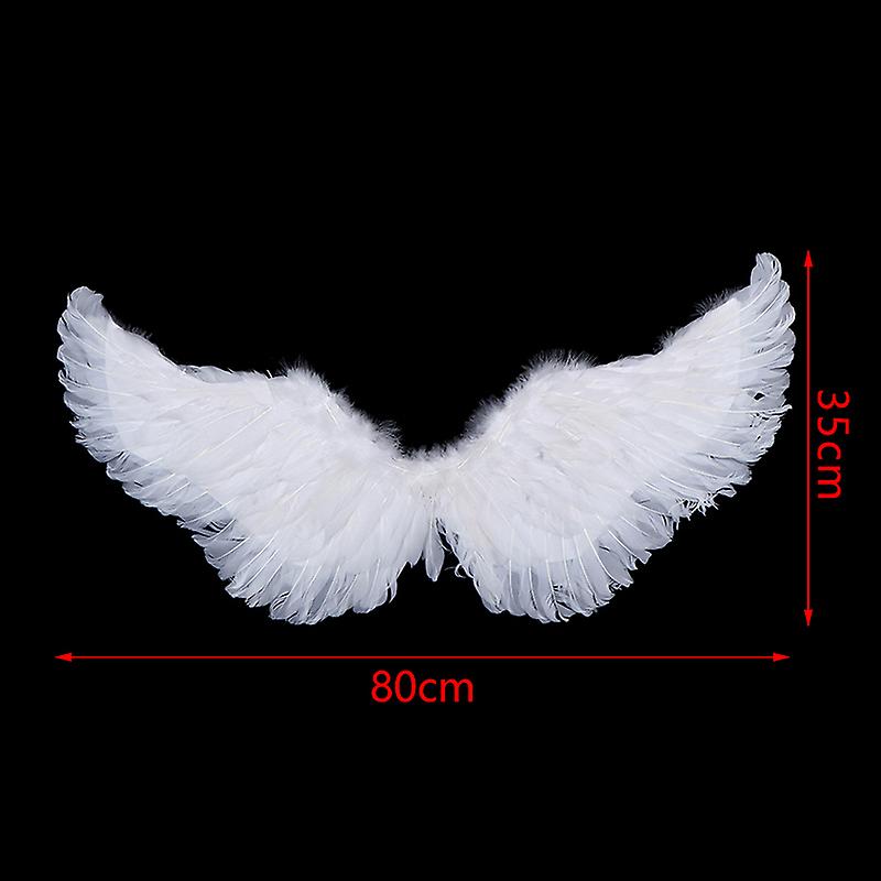 Swallow Shape White Angel Feather Wings With Elastic Straps For Kids Party Decor