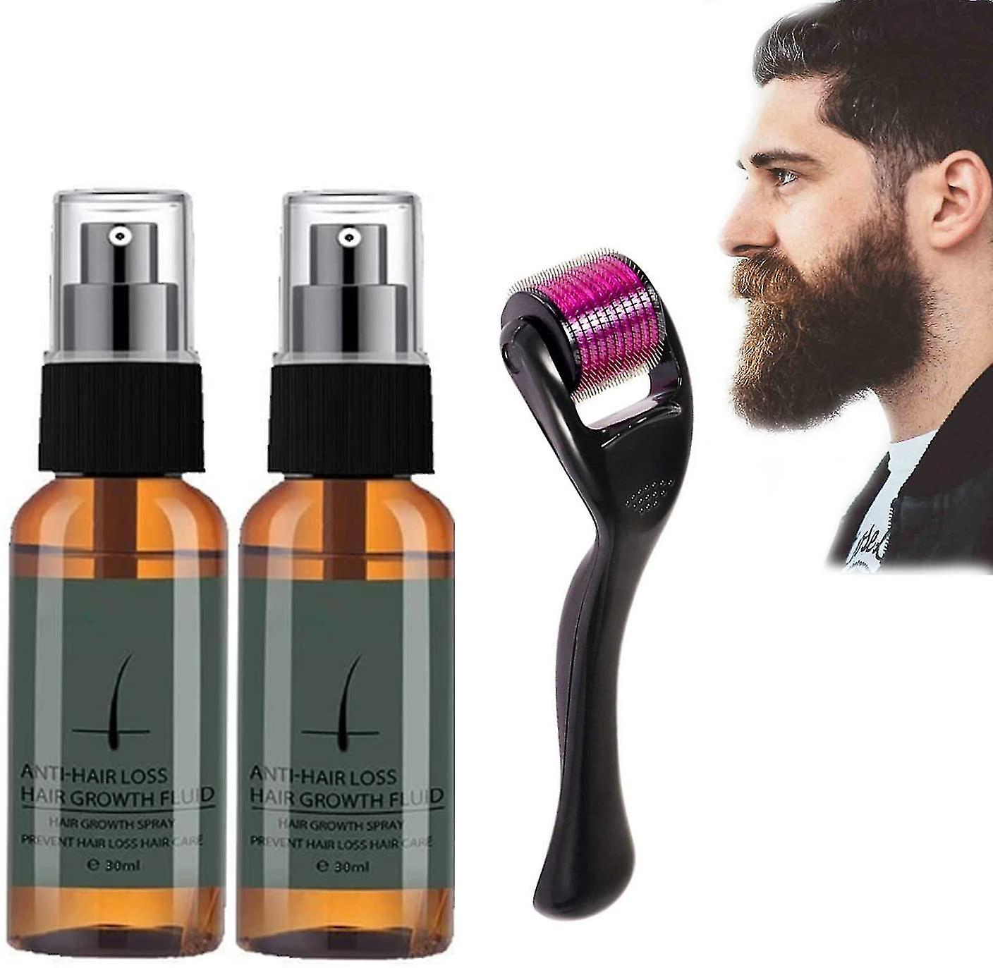 2 Pack Beard Growth Liquid With Roller For Men- Beard Growth Activator Stimulate Beard