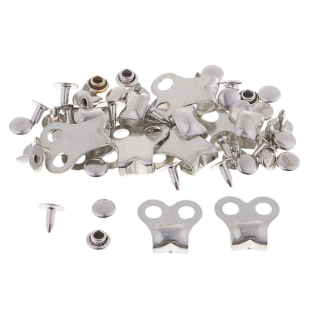 10 Sets Boot Lace Hooks Lace Fittings with Rivets for Hiking Camping Silver