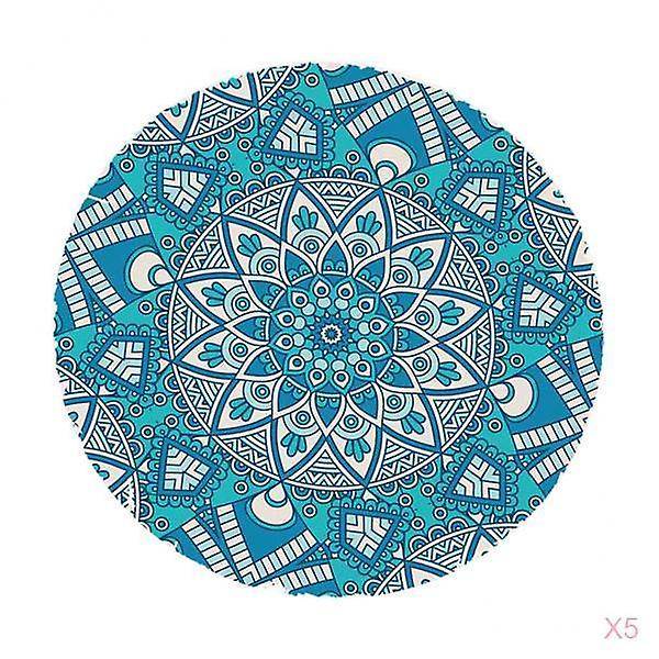 5pcs Elastic Edged Waterproof Backed Fitted Table Cover Tableclothes 1.2m_D