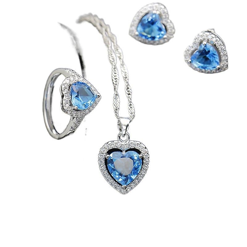 Femei colier inel diamant inima bratara cercei set